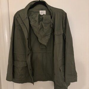 Green Rain/Bomber Jacket w/adjustable and removable hood